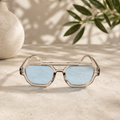 Elegante Sonnenbrille in Modern Vintage Stil mit Hellen Gläsern