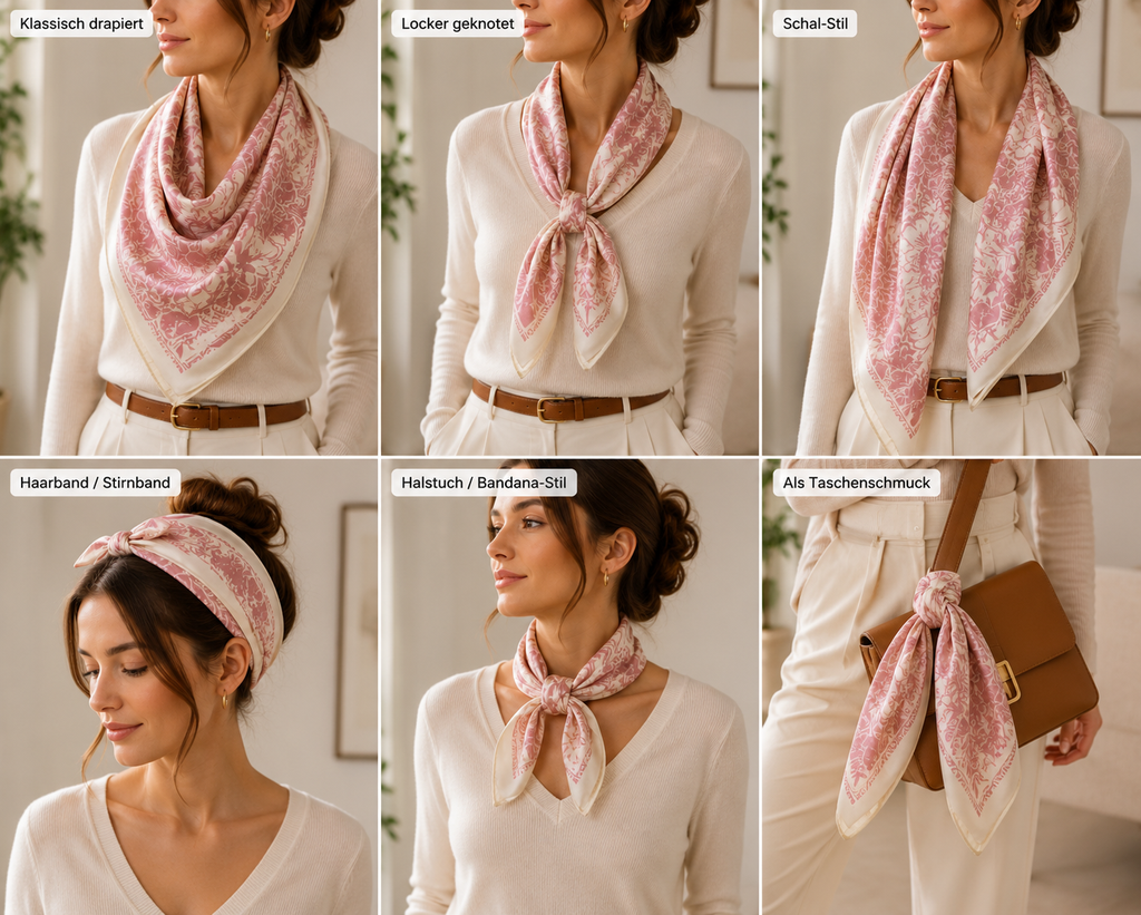 Elegantes Tuch in Rosé-Creme mit floralem Muster