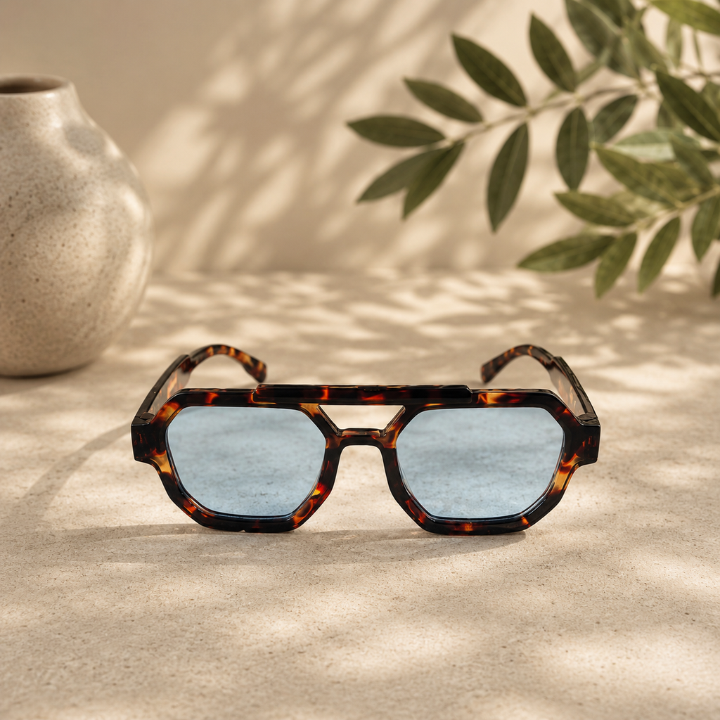 Elegante Braune Sonnenbrille im Modern Vintage Stil mit Hellen Gläsern