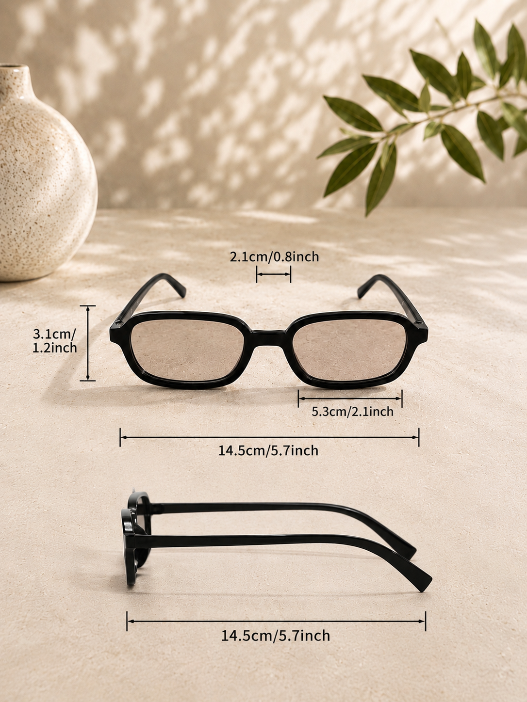 Schmale Retro-Sonnenbrille in Schwarz mit rauchgrauen Gläsern