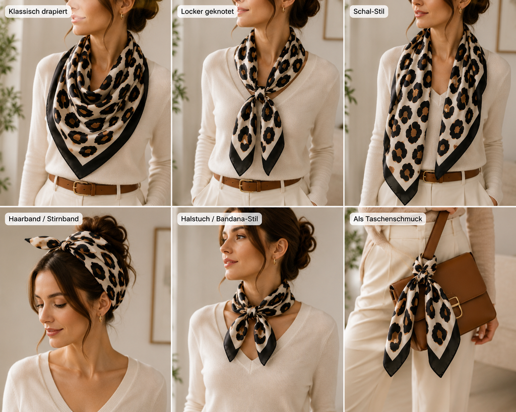 Elegantes Tuch in Schwarz Weiß Leoparden Muster
